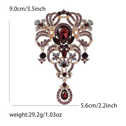YOQUCOL Retro Austrian Crystal Big Brooch Pin for Women Large Flower Shape Brooches Lapel Pins for Sweater,Coat Dress Accessories - color: A-Deep Purple