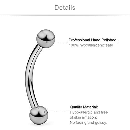 SCERRING 2-8PCS 16G G23 Titanium Curved Eyebrow Barbell Tragus Helix Ear Belly Lip Nipple Tongue Ring Body Piercing Jewelry 6-16mm - style: 8PCS - Mix Size