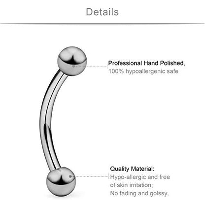 SCERRING 2-8PCS 16G G23 Titanium Curved Eyebrow Barbell Tragus Helix Ear Belly Lip Nipple Tongue Ring Body Piercing Jewelry 6-16mm - style: 8PCS - Mix Size