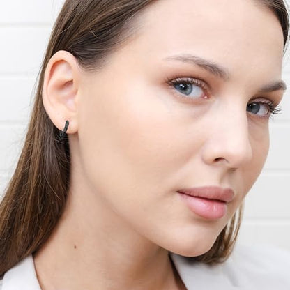 Hoops & Loops 925 Sterling Silver Twisted Hoop Earrings for Women - Hypoallergenic 14K Gold, Rose Gold, Black Flash Plated 2mm Thin Twist Design Round Click-Top Hoops, 15/20/25/30/35/40/50/60mm - color: Black-15mm (0.59 inch)