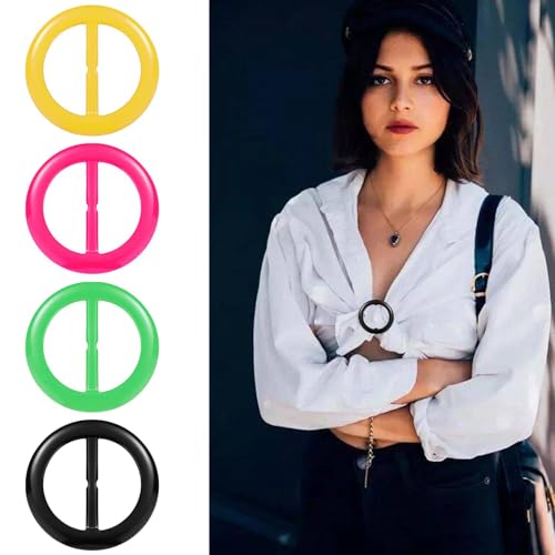12PCS Silk Scarf Ring Clip T-shirt Tie Clips for Women Fashion Resin Ring Scarves Clasp Waist Buckle for Shirts Wrap Holder with 1 Exquisite Box 12 Colors (Rainbow Style)