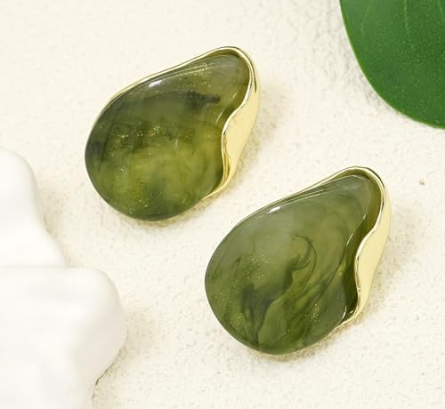 Acrylic Earrings for Women Irregular Resin Drop Earrings Metal Waterdrop Earring - color: Green