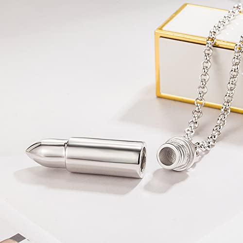 H&Beautimer Genuise 925 Sterling Silver Italian Handmade Rolo Chain Bullet Pendant Necklace for Men's 18/20/22/24/26/28/30 Inch Body Jewelry - size: 30 inch