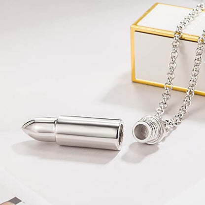 H&Beautimer Genuise 925 Sterling Silver Italian Handmade Rolo Chain Bullet Pendant Necklace for Men's 18/20/22/24/26/28/30 Inch Body Jewelry - size: 30 inch