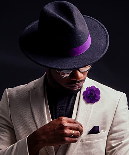 Premium Men's Formal Solid Color Flower Lapel Pin - Boutonniere for Men, Brooch Pin - color: Purple