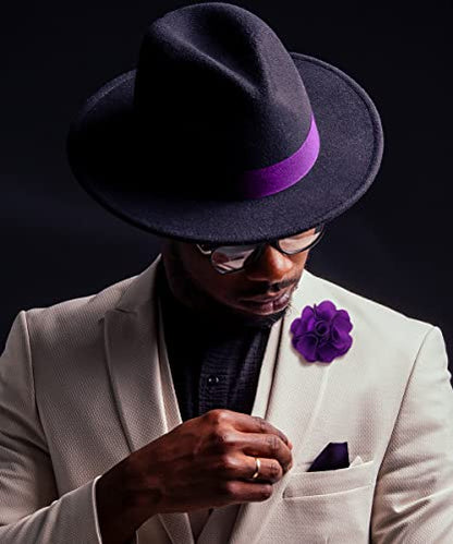 Premium Men's Formal Solid Color Flower Lapel Pin - Boutonniere for Men, Brooch Pin - color: Purple