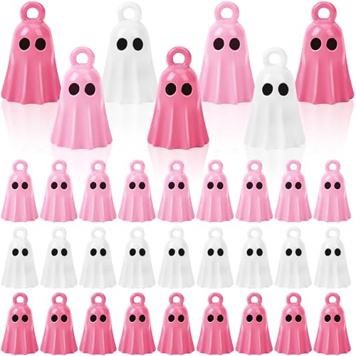 60Pcs Halloween Charms, Ghost Charms for Jewelry Making | Alloy Enamel, Halloween DIY Crafts, Earring Necklace Bracelet Jewelry Making, Pink and White Ghost Pendants - style: Halloween Ghost Charms
