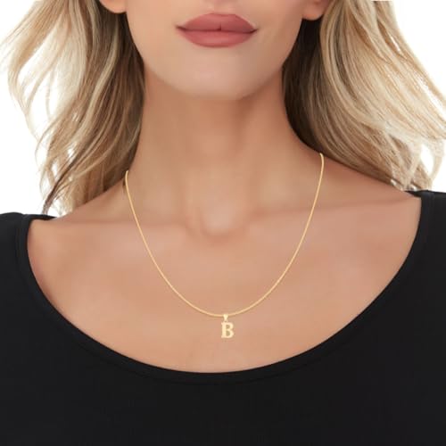 Floreo 10k Yellow Gold 0.45" Personalized Lighting Alphabet Letter A - Z Initial Charm Pendant with optional Extendable Chain Necklace - size: Pendant Only, style: - B -
