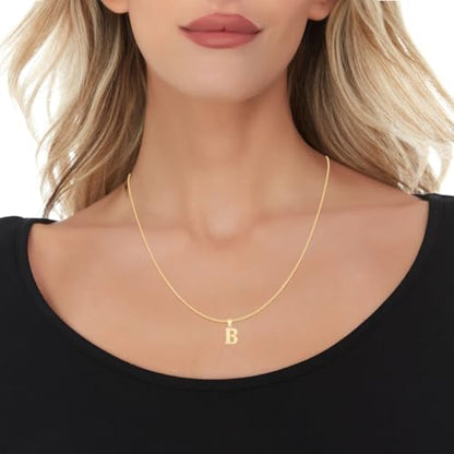 Floreo 10k Yellow Gold 0.45" Personalized Lighting Alphabet Letter A - Z Initial Charm Pendant with optional Extendable Chain Necklace - size: Pendant Only, style: - B -