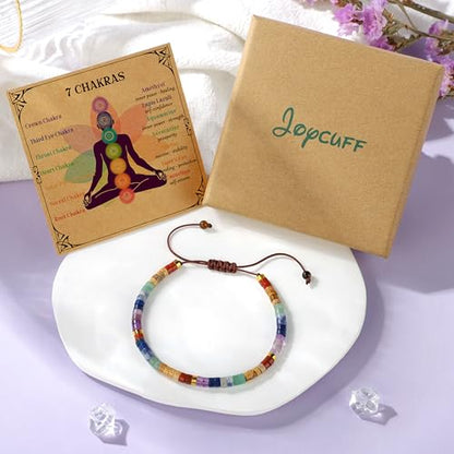 JoycuFF Gifts for Women Inspirational Gifts for Teen Healing Natural Stone Bracelets for Women Friends Sister - style: 7 Chakras