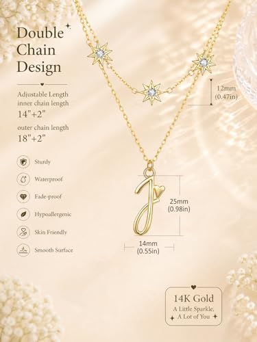 14K Gold A-Z Initial Lette Necklace Star Choker Women Necklace | Personalized Initial Jewelry, Meaningful Name Letter Gift for Women Wife Mom Friend, Perfect Present For Birthday/Anniversary - style: 14K Gold-J