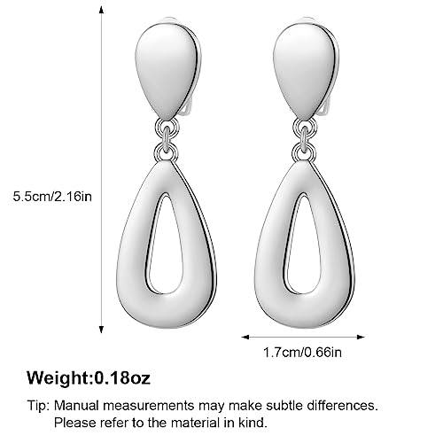 MUYAN Gold Clip On Drop Earrings for Women Non Piercing Dangle Earrings Fashion Jewelry - color: A Clip Silver