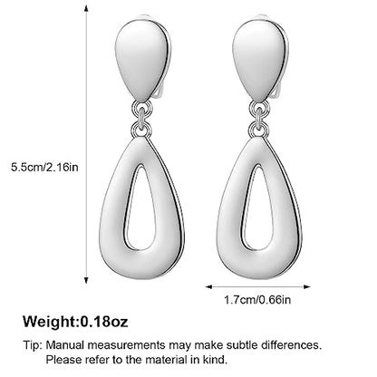 MUYAN Gold Clip On Drop Earrings for Women Non Piercing Dangle Earrings Fashion Jewelry - color: A Clip Silver