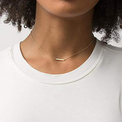 itianxi Dainty Cross Charm Pendant Necklaces,14K Gold Tiny Three Ball Necklace,Simple Fashion Jewelry for Women - color: bar charm