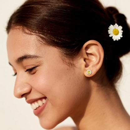 Bestyle 8mm Small Birthstone Earrings for Women with Hypoallergenic Sterling Silver Post,Sparkle Heart/Round Womens Studs Earrings, Great Birthday/Christmas/Anniversary Jewelry for Wife Mother - color: 11. Nov. Yellow Topaz-Round