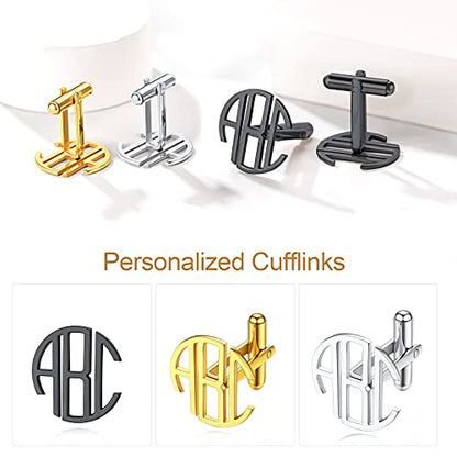 Custom4U Custom Photo Cufflinks for Men Father of the Bride Gifts - color: F-Monogram-Black