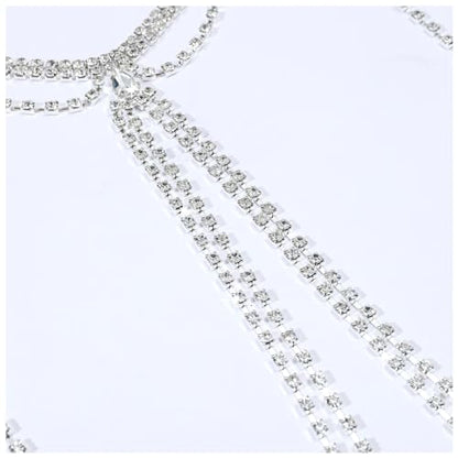 Sexy Rhinestone Shoulder Body Chain Jewelry,Multi-layered Waterdrop Rhinestone Bridal Back Chain Necklace Sexy Festival Rave Crystal Shoulder Chain Wedding Backdrop Jewelry for Women - style: Silver