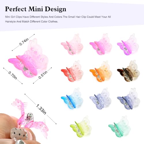 Mini Butterfly Hair Clips, Y2K 90s 50pcs Tiny Cute Plastic Hair Accessories, Small Claw Barrette jewelry for Women Girls (Gradient) - color: Gradient