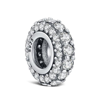 KEQ 925 Silver Spacer Stopper Bead Charms Clearance for Pandora Bracelets Birthstone CZ Always Stopper Birthday Gifts for Mom Grandmom Granddaughter Wife Sisters Friends - color: Silver(1 Pcs)