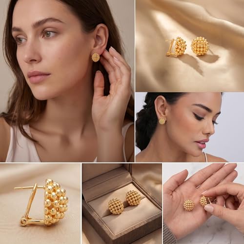 LeCalla 925 Sterling Silver Stud Earrings for Women | Pierced Omega Back Earring | Omega Earrings Jewelry Gift for Her, Wife | Daily Wear & Special Occasion Earring - color: Omega Back 02