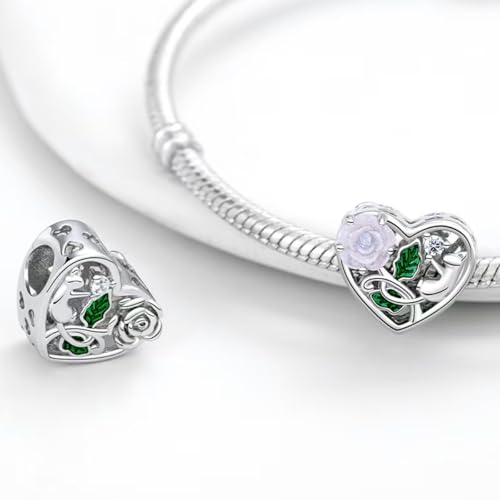HappyStar 925 Sterling Silver Charms for Bracelets and Necklace Dangle Pendants Beads Charms Fits Charms Bracelets for Woman Jewelry Gifts (with one Spacer Bead Charms) - style: Openwork Rose Bead
