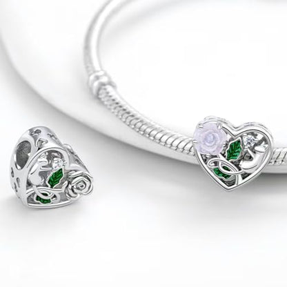 HappyStar 925 Sterling Silver Charms for Bracelets and Necklace Dangle Pendants Beads Charms Fits Charms Bracelets for Woman Jewelry Gifts (with one Spacer Bead Charms) - style: Openwork Rose Bead