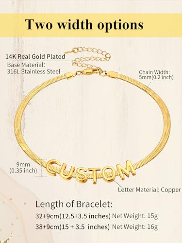 ChainsHouse Flat Snake Chain Herringbone Choker Necklace for Women, Stainless Steel/Rose Gold/18K Gold Plated Dainty Adjustable Simple Short Layered Necklaces, 12"/15"/18" with 3.5" Extender - color: c. 14k gold plated-5mm-custom