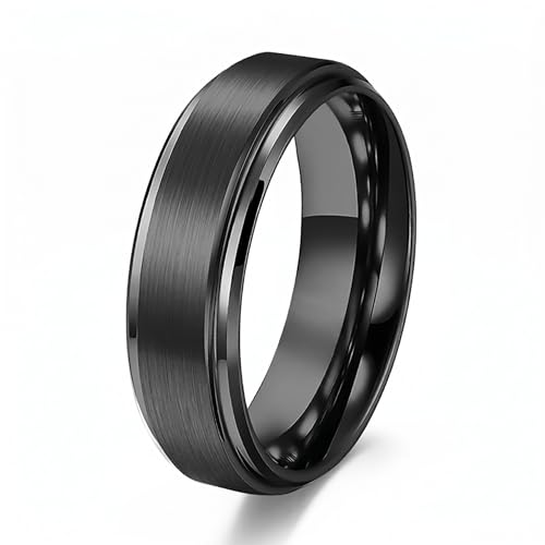 6mm 8mm Black/Gold/Silver/Purple Classic Stainless Steel Wedding Band Ring For Men Womem Matte Brushed Finish Comfort Fit Size 5-12 - color: 6mm-Black