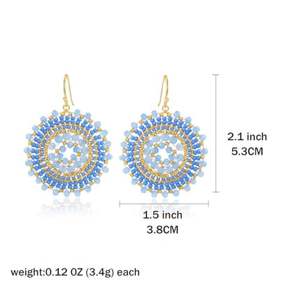 Colorful Summer Beaded Earrings For Women Crystals Glass Bead Dangle Drop Bohemia Earrings Statement Earrings For Women - color: Blue