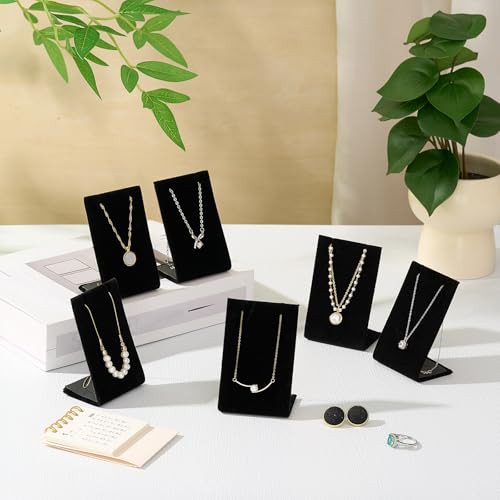 RattanView 24 Pcs Earring Display Stand Necklace Pendant Jewelry Stand Showcase Organizer Display Holder for Earring Pendant Accessory Rack(Black,Straight Style,Velvet) - color: Black