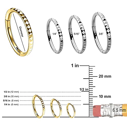 MissNity 316L Surgical Steel Hinged Nose Rings Hoop 20G 18G 16G 14G, Diameter 6mm to 10mm, Color Gold - Rose Gold - Silver - Black - Rainbow - color: B11: Gold - 1pc