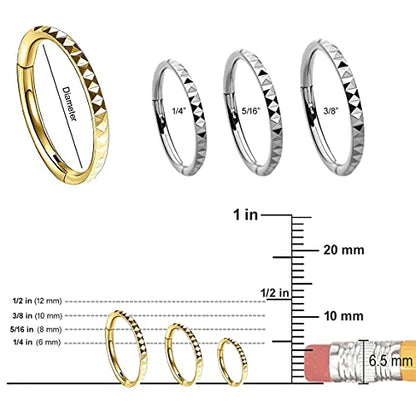 MissNity 316L Surgical Steel Hinged Nose Rings Hoop 20G 18G 16G 14G, Diameter 6mm to 10mm, Color Gold - Rose Gold - Silver - Black - Rainbow - color: B11: Silver - 1pc
