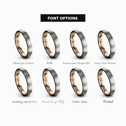 Tungsten Wedding Band Ring 10mm 8mm 6mm 4mm for Men Women 18k Rose Gold Plated Dome Black Grey Brushed Polished - color: 2 Rose Gold Black Grey Tungsten