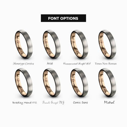 Tungsten Wedding Band Ring 10mm 8mm 6mm 4mm for Men Women 18k Rose Gold Plated Dome Black Grey Brushed Polished - color: 2 Rose Gold Black Grey Tungsten