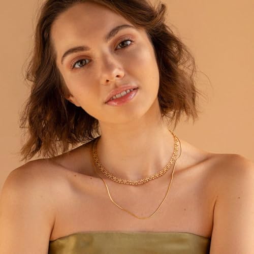Aobei Pearl 18K Gold Plated Paperclip Chain Choker Satellite Chain Freshwater Cultured Biwa Pearl Pendant Necklace Dainty Turquoise Jewelry for Women - color: 18K Gold Plated OI Chain