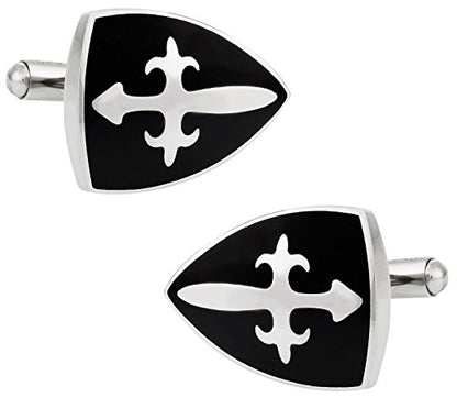 Cuff-Daddy Cross Shield Stainless Steel Cufflinks with Presentation Box