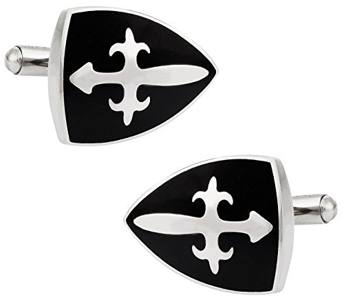 Cuff-Daddy Cross Shield Stainless Steel Cufflinks with Presentation Box