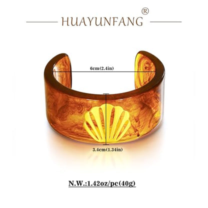 Chunky Acrylic Bangles Bracelets For Women Geometric Acrylic Resin Acetate Mottled Wide Bangle Bracelet Statement Colorful Bangles for Party - color: Cuff Bracelet-Seashell