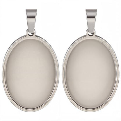 1 Box 10Pcs Oval Pendant Trays Stainless Steel Cabochon Blanks Silver 18 x 25mm Cameo Memorial Photo Charm Blank Cabochons Bezel Base Settings for Jewelry Making DIY Resin Craft Findings - style: silver oval