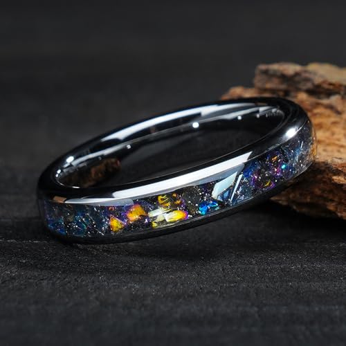 4mm 6mm 8mm Tungsten Rings With Various Inlay Materials Couples Matching Engagement Wedding Promise Matching Ring Set for Women Men - color: Silver Space 8mm