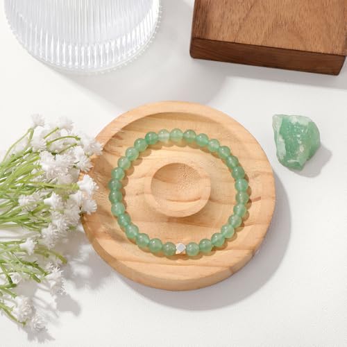 Raicegs 4 6 8MM Beaded Bracelets Healing Crystal Bracelet for Women Men Natural Stone Handmade Stretch Bracelet Reiki Spiritual Jewelry - color: Aventurin, size: 6mm