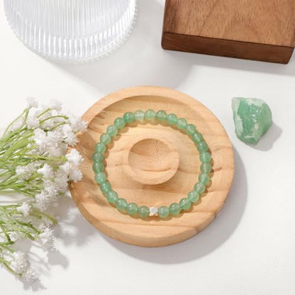 Raicegs 4 6 8MM Beaded Bracelets Healing Crystal Bracelet for Women Men Natural Stone Handmade Stretch Bracelet Reiki Spiritual Jewelry - color: Aventurin, size: 6mm