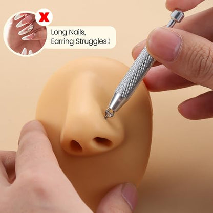 Piercing Ball Grabber Tool, 14-20G Taper for Changing Jewelry | Surgical Steel Flat Back Earrings Threader Tool Insertion Pin, Body Piercing Kit for Ear Rook Conch Nose Lip Jewelry Removal - style: Ball Grabber Tool - 2pcs