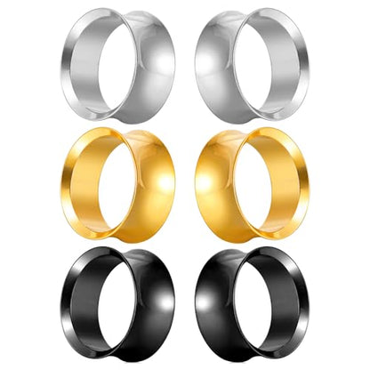 LADEMAYH 3 Pairs 316L Surgical Stainless Steel Tunnels Gauges for Ears, 2g-1inch, Hypoallergenic Double Flared Ear Plugs Gauges Earrings Body Piercing Jewelry for Women & Mens - size: 2g(6mm)