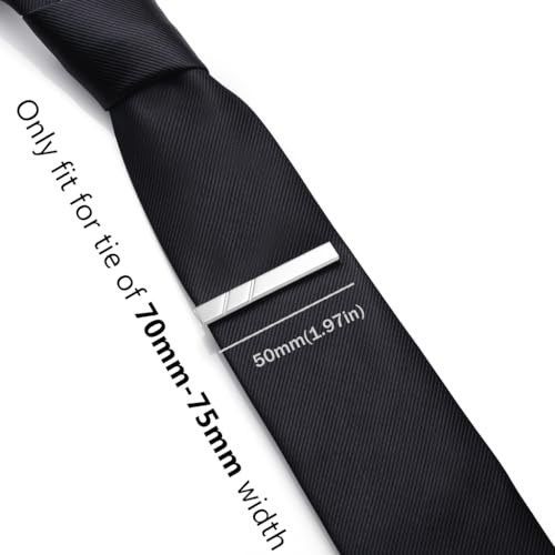 HONEY BEAR 1.97" 2.12" 2.36" Standard Tie Clip for Men Business Wedding | Classic Minimalist, Steel-Plated Copper Base, Gift-Boxed, Thickened, Rounded Corners, Easy to Slide On, No Snag or Wrinkle - style: Shinny Silver 5cm