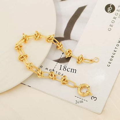 SOFYBJA 18k Gold Plated Personalized Chunky Cuban Oval Link Chain Bracelets for Men Toggle Rope Bracelet Jewelry for Women - style: Knot Chain Link Bracelet