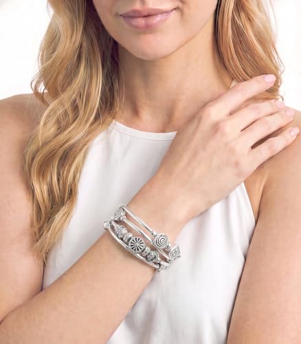 Beaded Pearl Bangle Wrap Bracelet - Fashion Bohemian Jewelry Multilayer Charm Bracelet with Thick Silver Metal Beads, Gift For Women - color: Metal