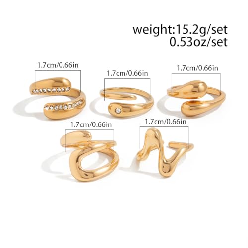 Chunky Gold Rings for Women Rhinestone Stackable Knuckle Ring Set Open Adjustable Statement Ring Set Dainty Crown Cross Midi Rings Fashion Jewelry Gift for Women - color: Silver2