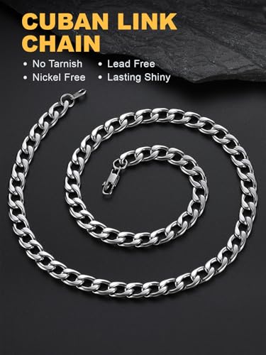 U7 Cuban Link Chain for Men Women Stainless Steel Curb Necklace, 7/9/12/15 MM Chunky Chain Silver/Gold/Black Mens Hip Hop Jewelry 18''-30'' - color: b. 12mm-silver, size: 18 Inch