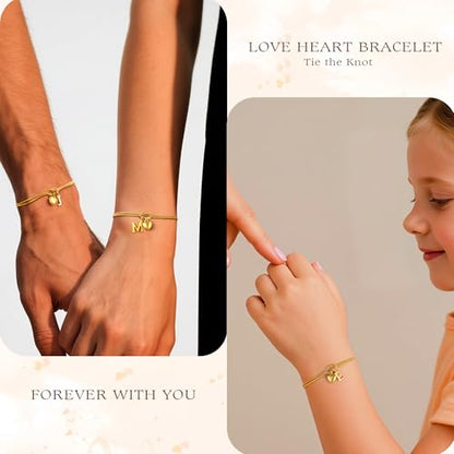 M MOOHAM Initial Knot Bracelets for Women - Gifts for Kids Girls, 18K Gold Plated Letter Bracelets for Women Teen Girls, Dainty Knot Bracelet Jewelry Womens Bridesmaid Birthday Gifts - color: P